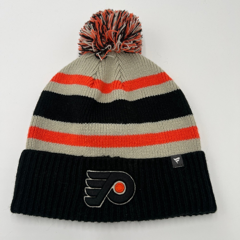 Philadelphia Flyers NHL Fanatics Pom Beanie Hat Orange Black Grey Winter Knit